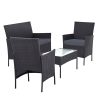 Outdoor Furniture Wicker Set Chair Table Dark Grey 4pc