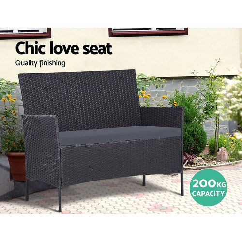 Garden Furniture Outdoor Lounge Setting Wicker Sofa Patio Storage cover Grey
