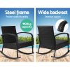 3 Piece Outdoor Chair Rocking Set – Black