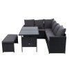 Outdoor Furniture Dining Setting Sofa Set Lounge Wicker 8 Seater Black