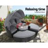 Outdoor Lounge Setting Sofa Patio Furniture Wicker Garden Rattan Set Day Bed Black
