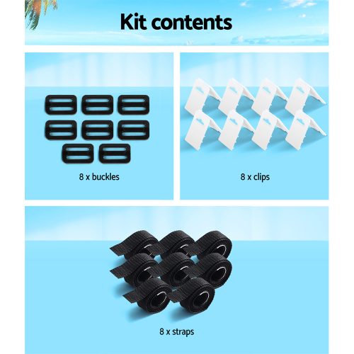 Pool Cover Roller Attachment Straps Kit 8PCS for Swimming Solar Pool