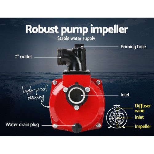 2inch High Flow Water Pump – Black & Red