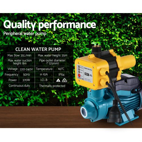 Auto Peripheral Water Pump Clean Electric Garden Farm Rain Tank Irrigation QB60 Yellow