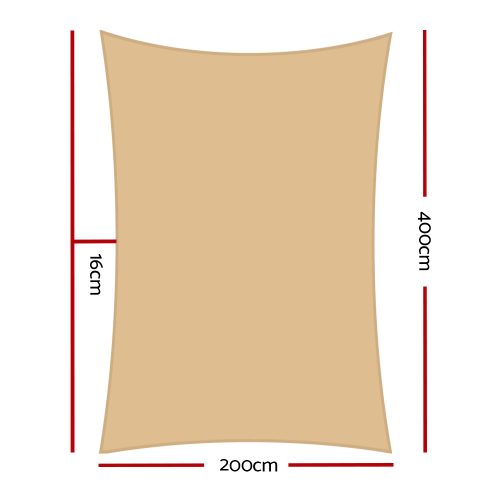 2 x 4m Waterproof Rectangle Shade Sail Cloth – Sand Beige