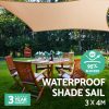 Instahut 3 x 4m Waterproof Rectangle Shade Sail Cloth – Sand Beige