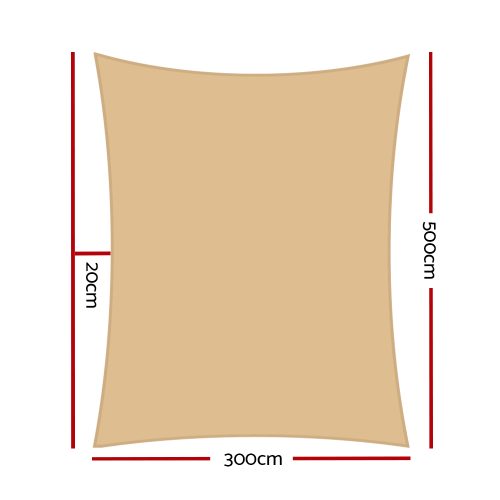 3 x 5m Waterproof Rectangle Shade Sail Cloth – Sand Beige