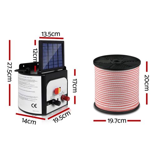 8km Solar Electric Fence Energiser Charger with 400M Tape and 25pcs Insulators