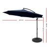 3M Umbrella with 48x48cm Base Outdoor Umbrellas Cantilever Sun Beach Garden Patio Navy
