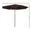2.7M Outdoor Pole Umbrella Cantilever Stand Garden Umbrellas Patio Black
