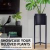 La Bella 65cm Black Plant Stand Planter Shelf Rack 1 Tier Steel
