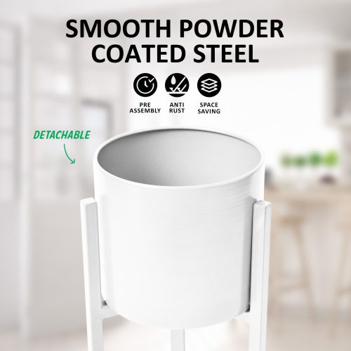 La Bella 2 Set 95cm White Plant Stand Planter Shelf Rack 1 Tier Steel