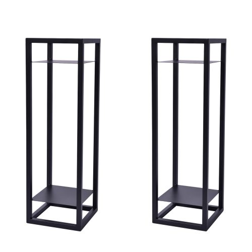 La Bella 2 Set 82cm Black Plant Stand Planter Shelf Rack 2 Tier Steel