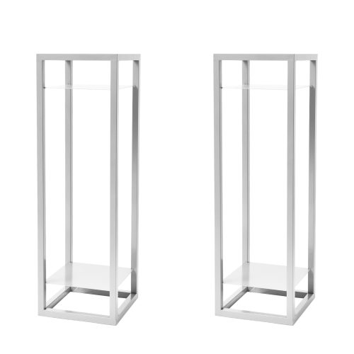 La Bella 2 Set 82cm White Plant Stand Planter Shelf Rack 2 Tier Steel