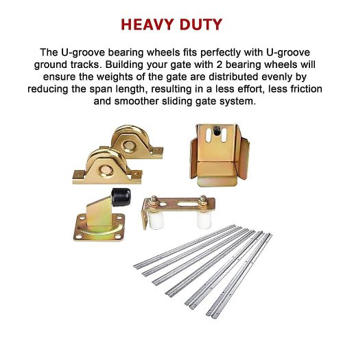 Sliding Gate Hardware Accessories Kit – 6m Track, Wheels, Stopper, Roller Guide