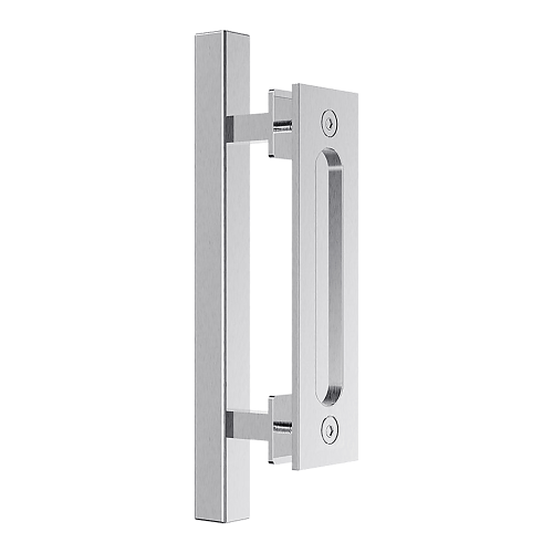 12″ Square Pull and Flush Door Handle Set Stainless Steel Barn Door Hardware