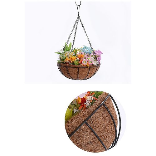 4 X Large Garden Hanging Basket With Coir Liner & Chain Flower Plant Pots Baskets