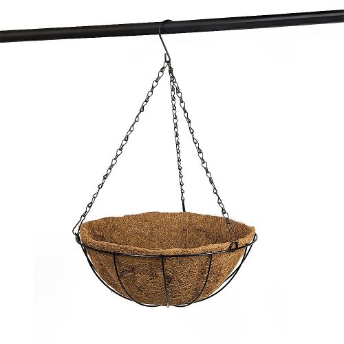 4 X Large Garden Hanging Basket With Coir Liner & Chain Flower Plant Pots Baskets