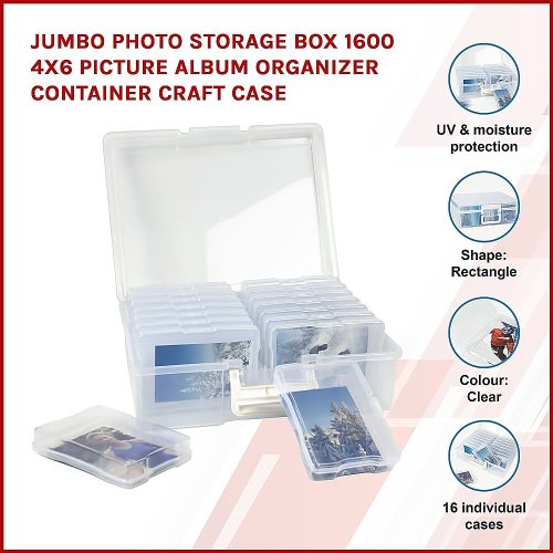 Jumbo Photo Storage Box 1600 4×6 Picture Album Organizer Container Craft Case