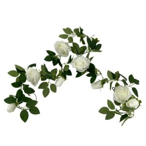 Artificial White Rose Garland 190cm