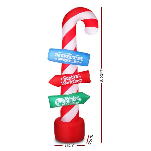 Christmas Inflatable Candy Pole 2.4M Lights Outdoor Decorations