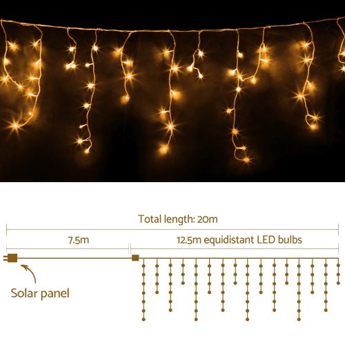 Solar Christmas Lights 12.5M 500 LED Icicle Light Decorations