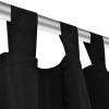2 pcs Black Micro-Satin Curtains with Loops 140 x 245 cm