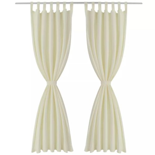 2 pcs Cream Micro-Satin Curtains with Loops 140 x 225 cm