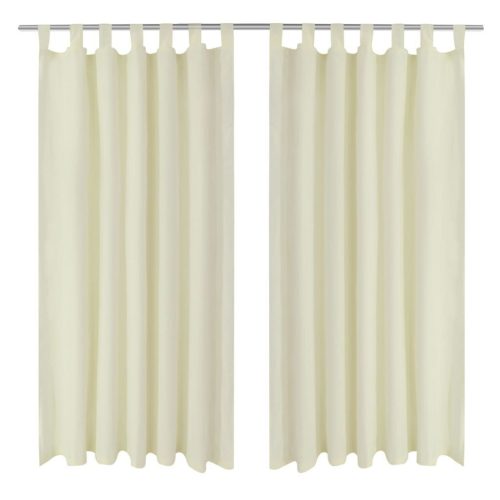 2 pcs Cream Micro-Satin Curtains with Loops 140 x 225 cm