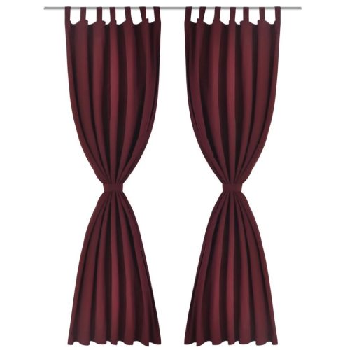 2 pcs Bordeaux Micro-Satin Curtains with Loops 140 x 245 cm