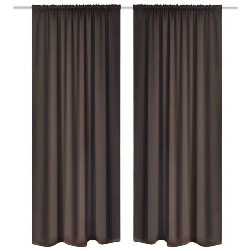 Blackout Curtains 2 pcs Slot-Headed 135 x 245 cm Brown