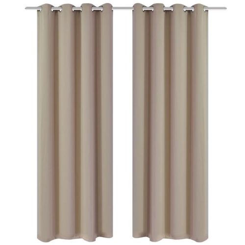 2 pcs Cream Blackout Curtains with Metal Rings 135 x 245 cm