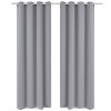 2 pcs Grey Blackout Curtains with Metal Rings 135 x 245 cm