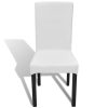 6 pcs White Straight Stretchable Chair Cover