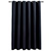 Blackout Curtain with Metal Rings Black 290×245 cm