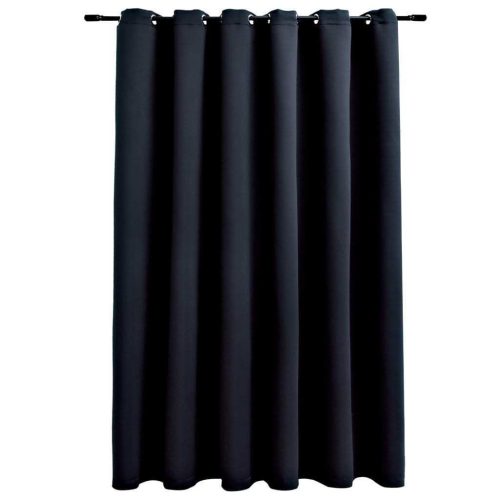 Blackout Curtain with Metal Rings Black 290×245 cm