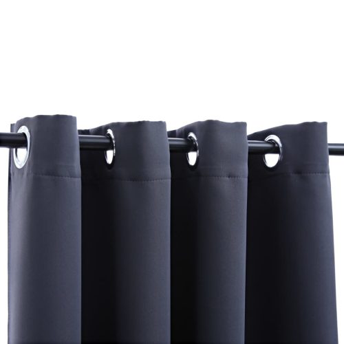 Blackout Curtain with Metal Rings Anthracite 290×245 cm