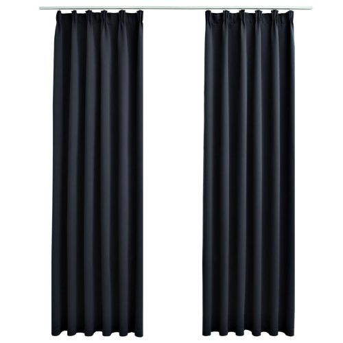 Blackout Curtains with Hooks 2 pcs Anthracite 140×245 cm