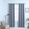 Blackout Curtains with Metal Rings 2 pcs Grey 140×245 cm