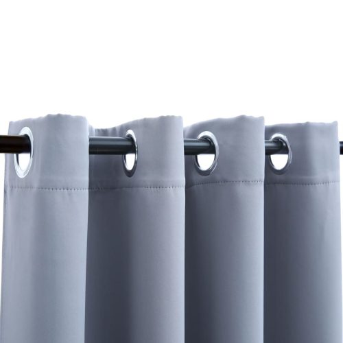 Blackout Curtain with Metal Rings Grey 290×245 cm