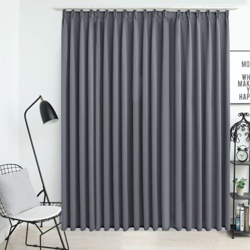 Blackout Curtain with Hooks Grey 290×245 cm