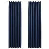 Blackout Curtains with Hooks 2 pcs Blue 140×245 cm