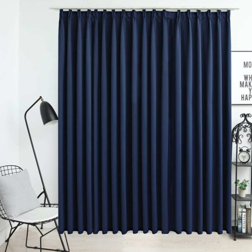 Blackout Curtain with Hooks Blue 290×245 cm