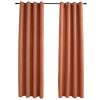 Blackout Curtains with Metal Rings 2 pcs Rust 140×245 cm