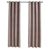 Blackout Curtains with Metal Rings 2 pcs Taupe 140×225 cm