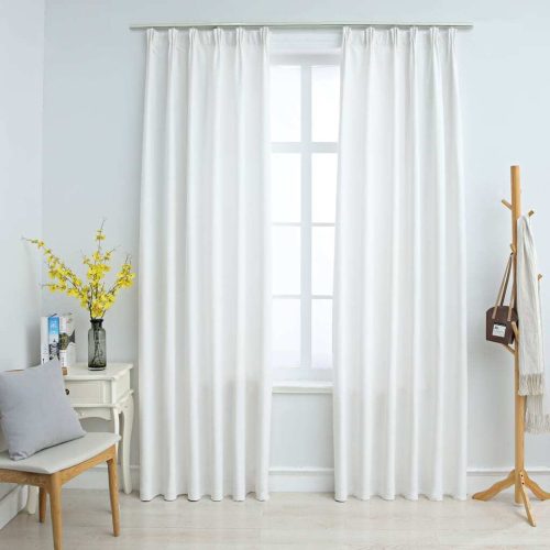 Blackout Curtains with Hooks 2 pcs Off White 140×225 cm