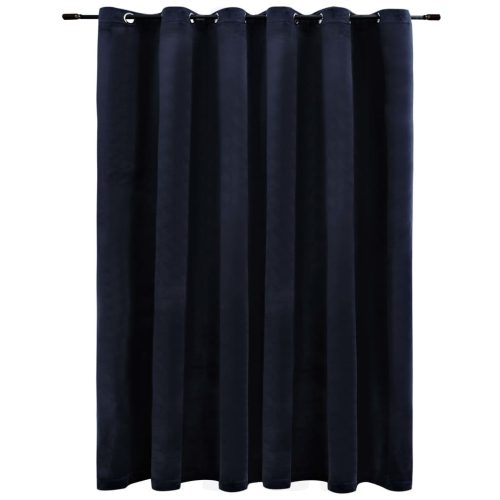 Blackout Curtain with Metal Rings Velvet Black 290×245 cm