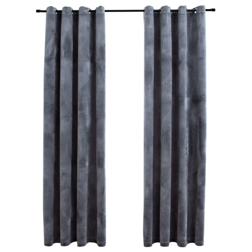 Blackout Curtains with Rings 2 pcs Velvet Anthracite 140×245 cm