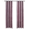 Blackout Curtains with Rings 2 pcs Velvet Antique Pink 140×175 cm