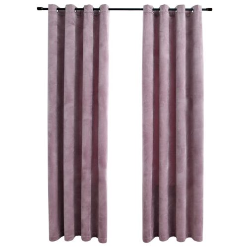Blackout Curtains with Rings 2 pcs Velvet Antique Pink 140×245 cm